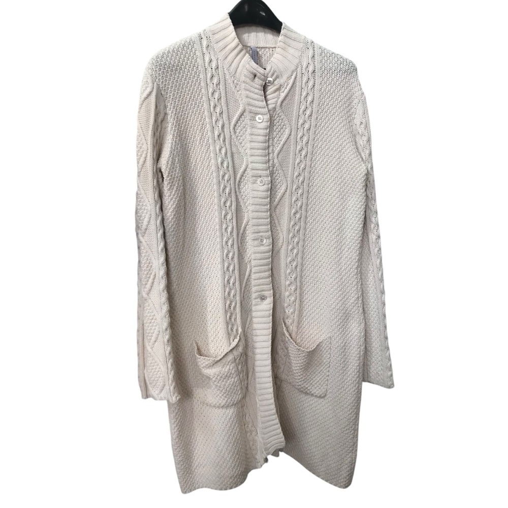 Iisli Ivory Knit Long Cardigan Sweater size  XL - FLAW - Isli